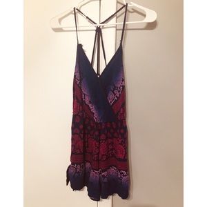 Purple and Magenta printed romper